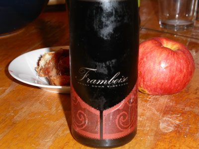 Photo of Pink Lady Apples and Bonny Doon Framboise copyright 2004 Owen Linderholm