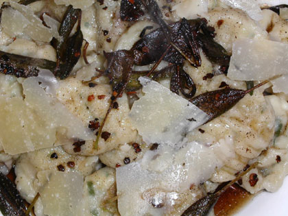 Photo of Gnocchi with a Browned Sage and Chili Butter Sauce copyright 2004 Owen Linderholm